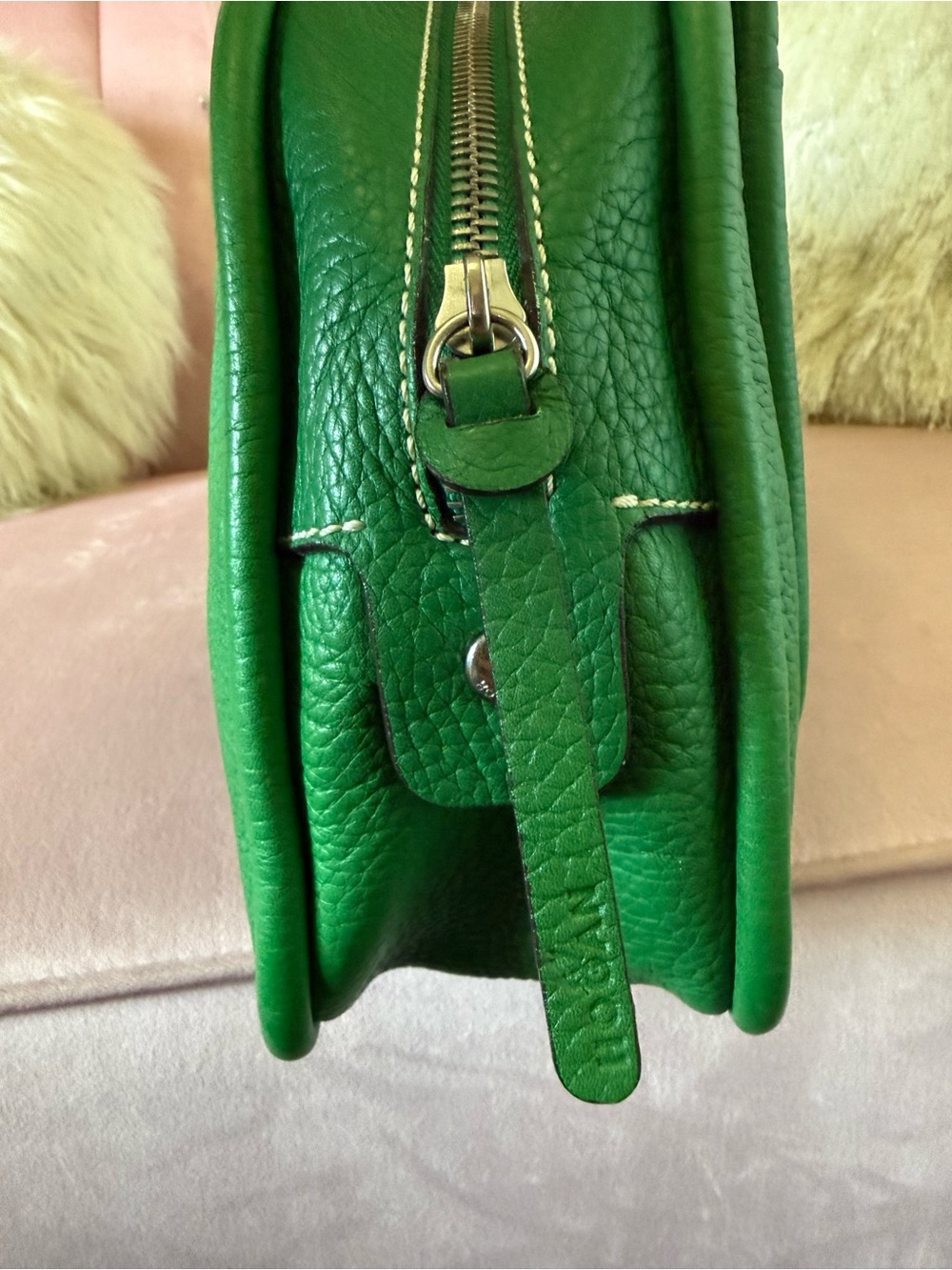 HOGAN Kelly Green Leather Dome Satchel Bag w Knots &Loop Details Silver Hardware - Picture 16 of 16